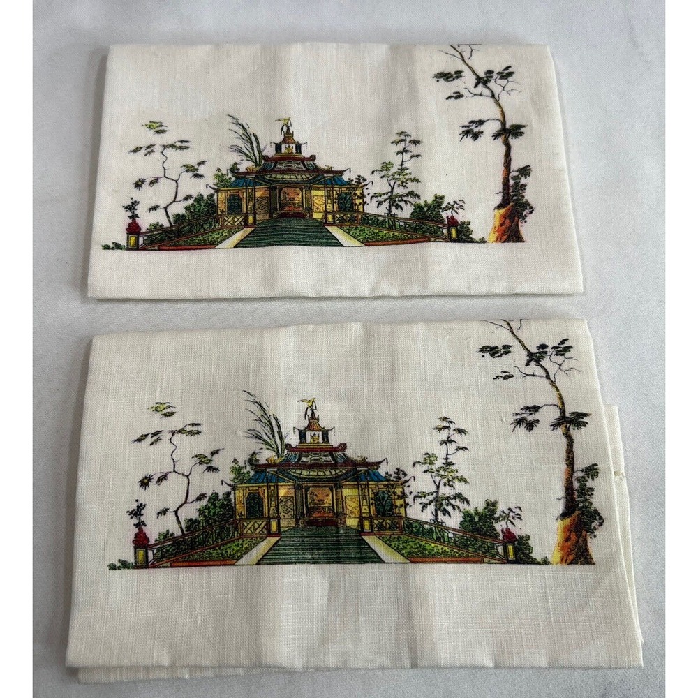 Mariasch Studios Vintage Handcrafted Linen Oriental Dojo Handkerchief Multi-Colo